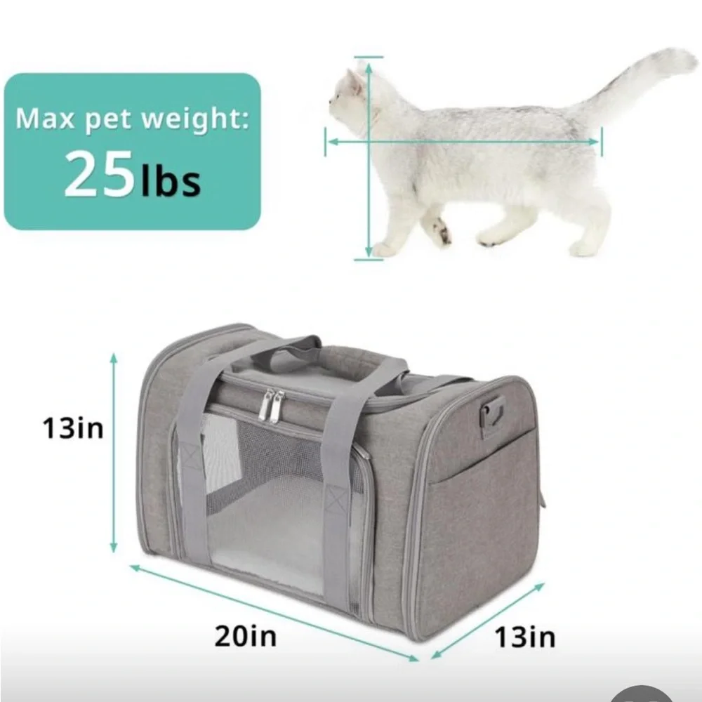 Pet Carrier. Lightweight heather gray nylon. Never used in excellent condition.
